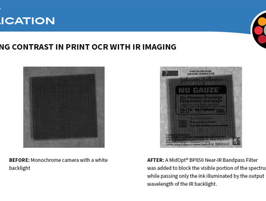BP850 Gauze Pads Inspection Midopt Bandpass Filters OCR IR Infrared