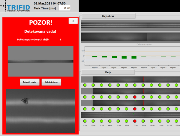 Measuring system for the machine for the production of plastic plates